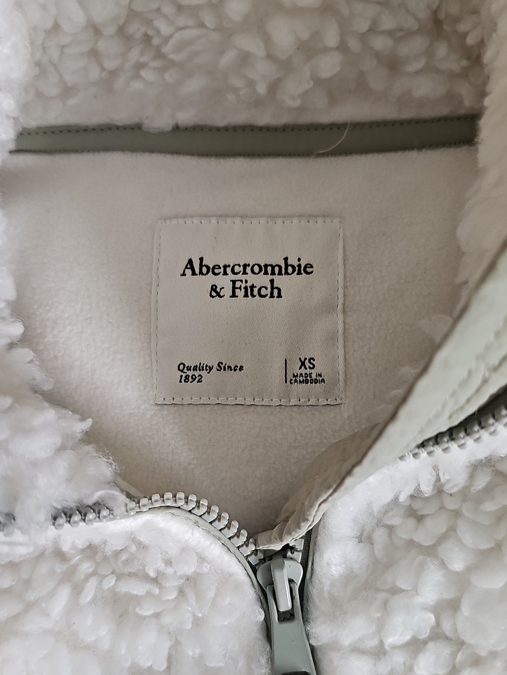 Abercrombie & Fitch White Sherpa Fleece Utility Jacket XS - Picture 11 of 12